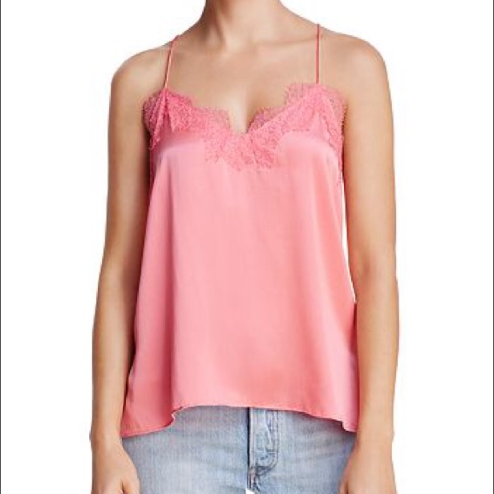Cami NYC Lace Trim Racer Tank Top Camisole Pink M